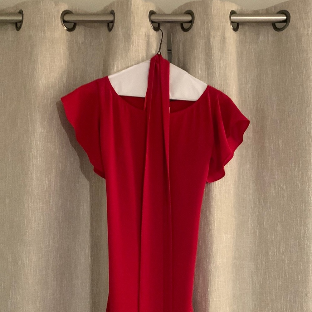 Red MK dress with sash to tie around waist.